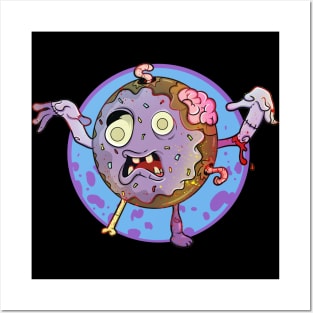 Cute Zombie Cream Filled Donut Posters and Art